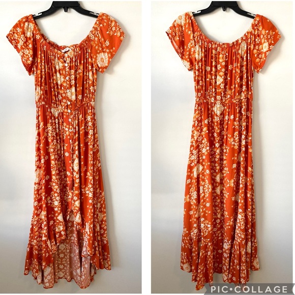 Anthropologie Dresses & Skirts - Anthropologie Abel The Label On/Off The Shoulder Hi Low Dress Burned Orange M